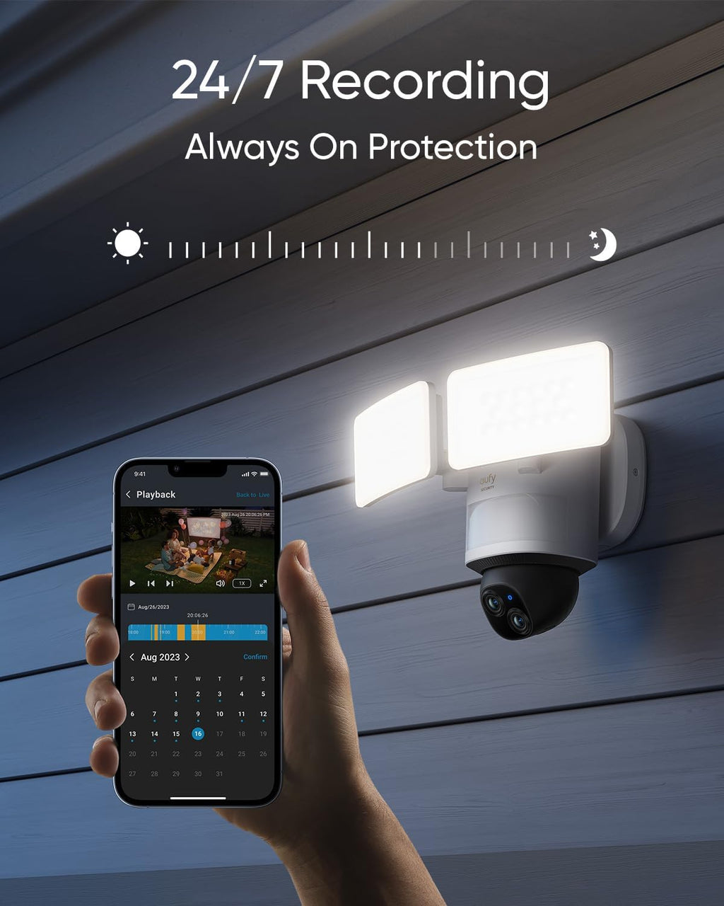 eufy Security Floodlight Camera E340, Dual-Lens, 360° Coverage, 8X Zoom