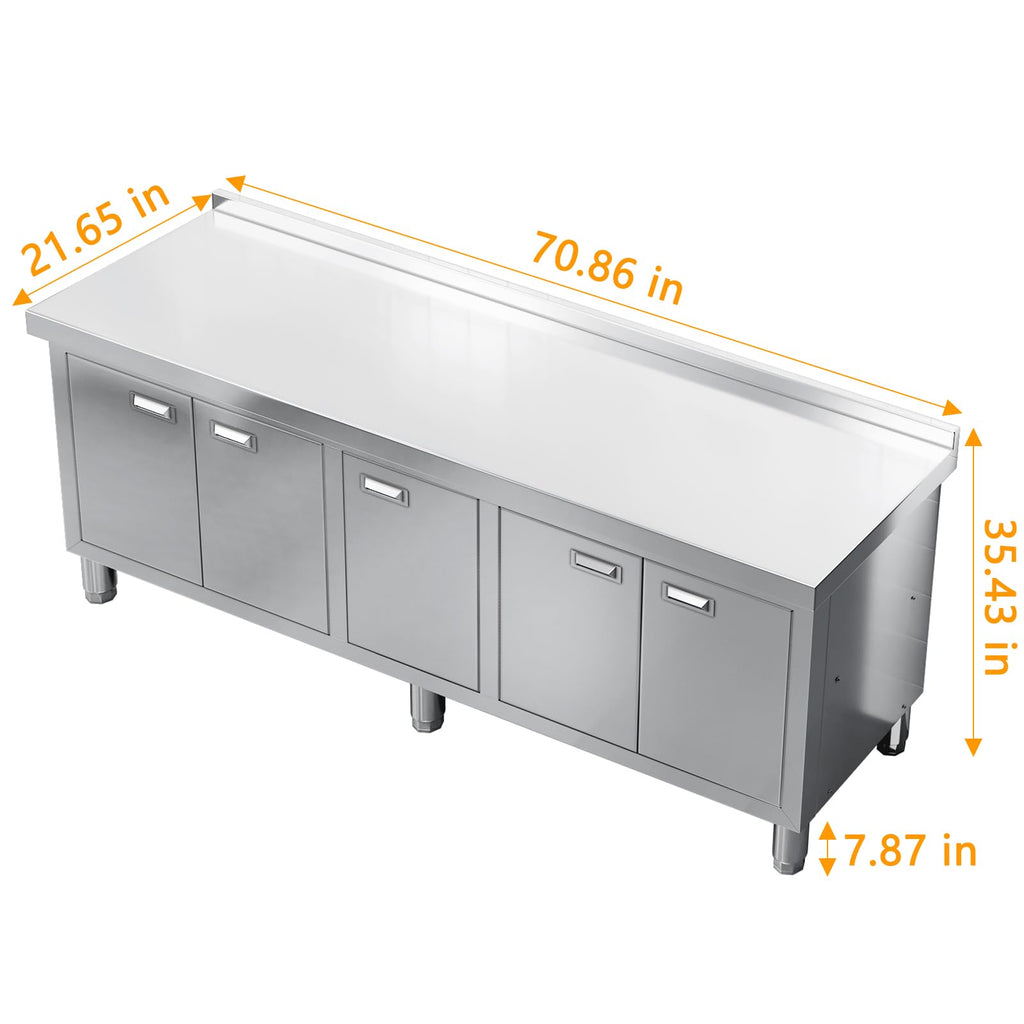 WWK 70" x 21" Stainless Steel Cabinet with 304 Stainless Steel Tabletop