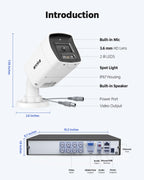 ANNKE 8CH 2MP Two-Way Audio Analog Wired Security Camera System, 2TB HDD