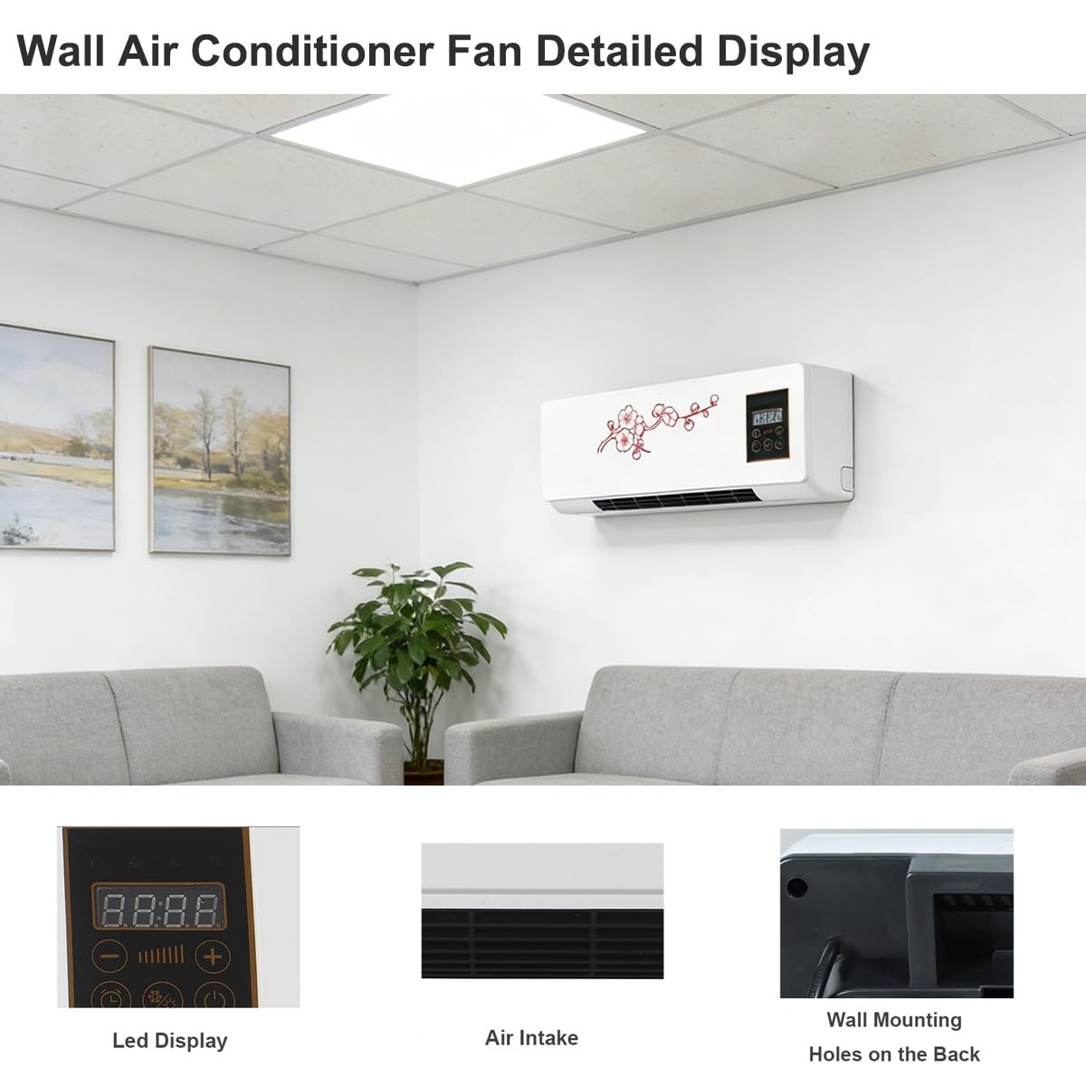 2-in-1 Wall Mounted Air Cooler Fan Heater, Quiet Mini Fan for Bedroom, Living Room, Office. Fast Heating and Cooling with Remote Control, Space-Saving Design
