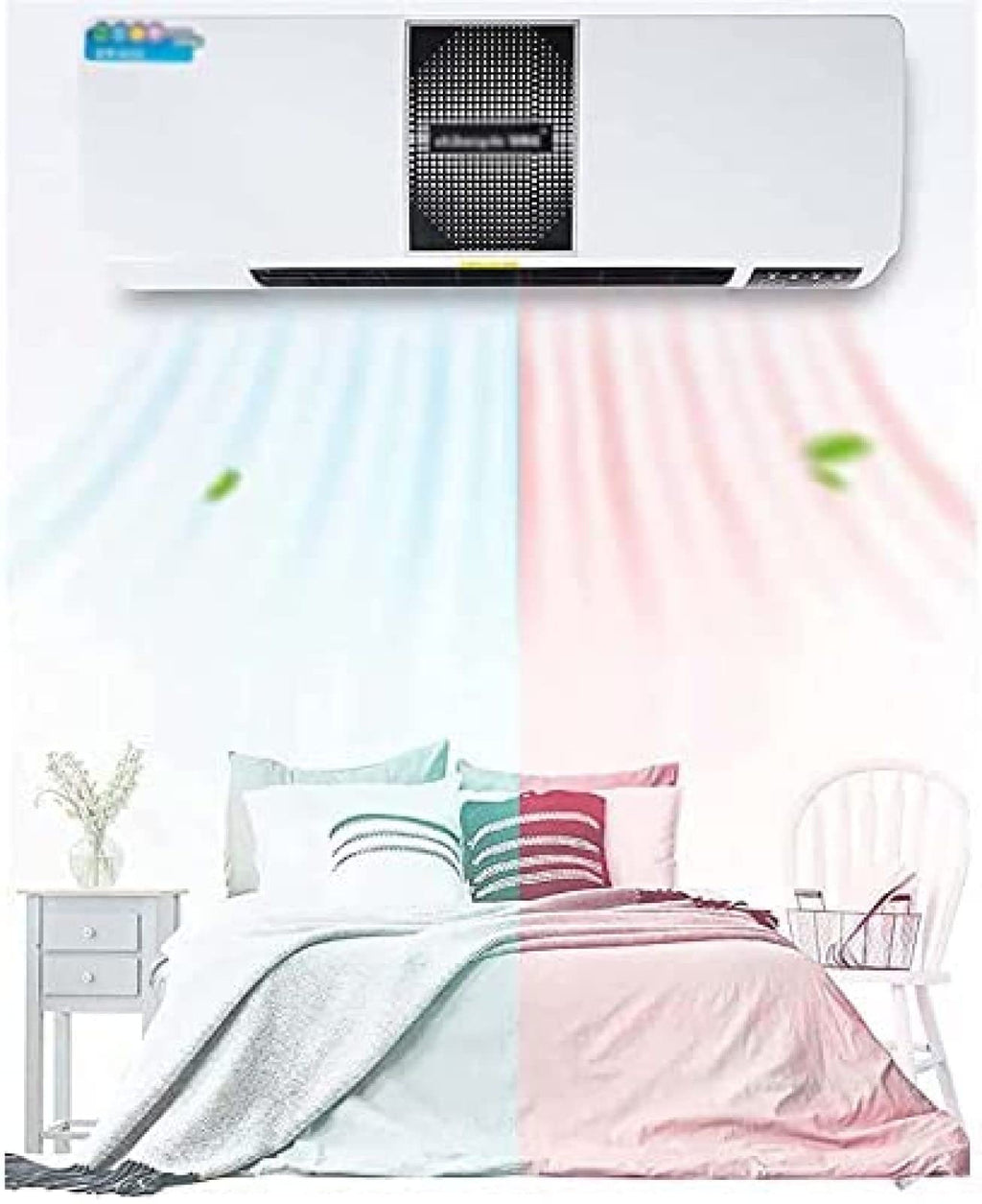 Wall-Mounted Remote Air Conditioner with Timer, Electric Cooling and Heating Machine, 1800W Power, Cooler & Heater for Living Room, Bathroom