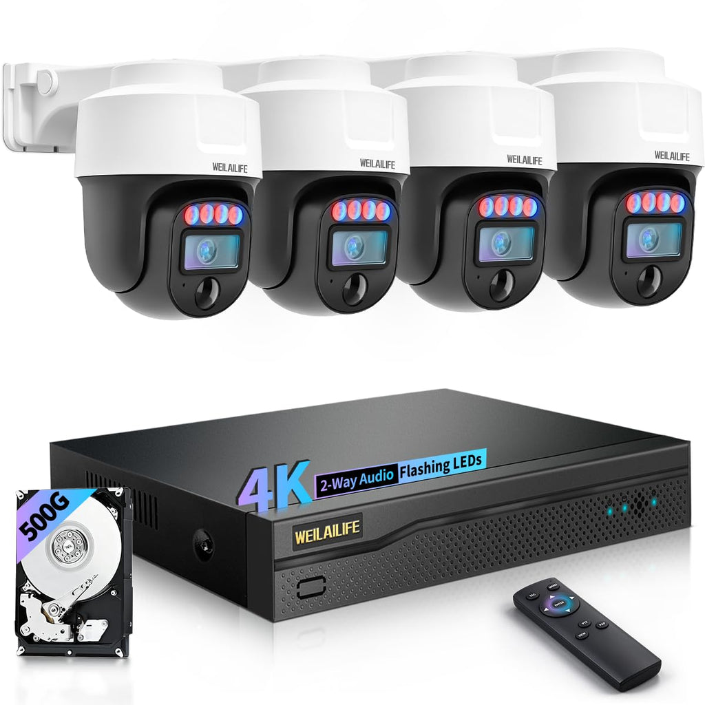4K Wired Security Camera System, CCTV PTZ Surveillance System