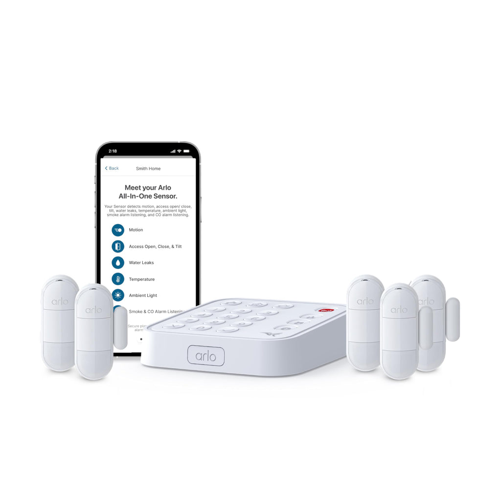 Arlo Home Security System - Alarm System with Wired Keypad Sensor Hub, 5 8-in-1 Sensors & Yard Sign - No Contract Required - DIY Installation - White, SS1501