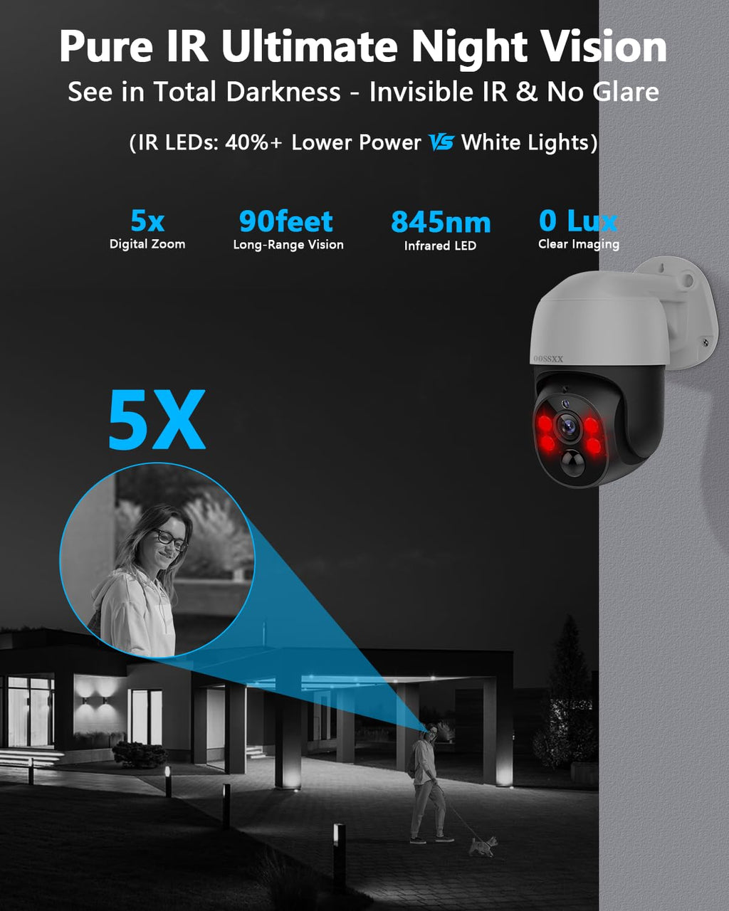 4K 8MP PoE PTZ Wired Security Camera System, Outdoor/Indoor
