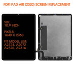 LCD Display for iPad Air 4 2020 LCD Screen Replacement for iPad Air 4th LCD A2324 A2072 A2325 A2316 LCD Digiitzer Touch Screen Assembly Repair Parts with Screen Protector and Tools