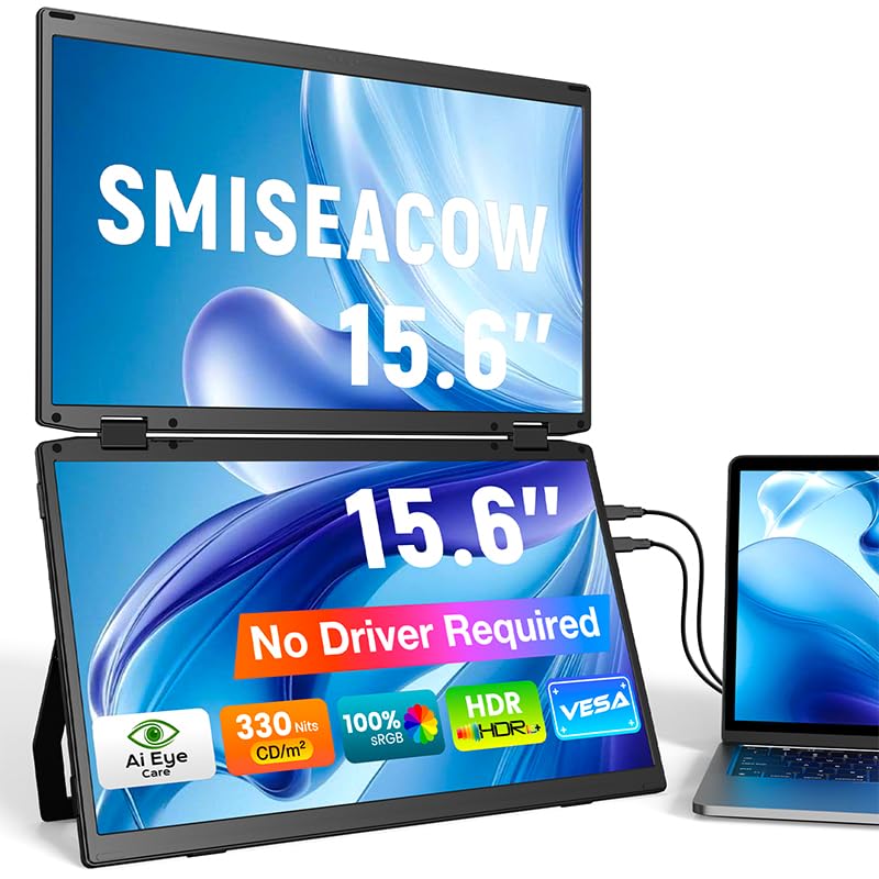 15.6" Laptop Screen Extender, 1080P FHD Travel Thin Triple Portable Monitor