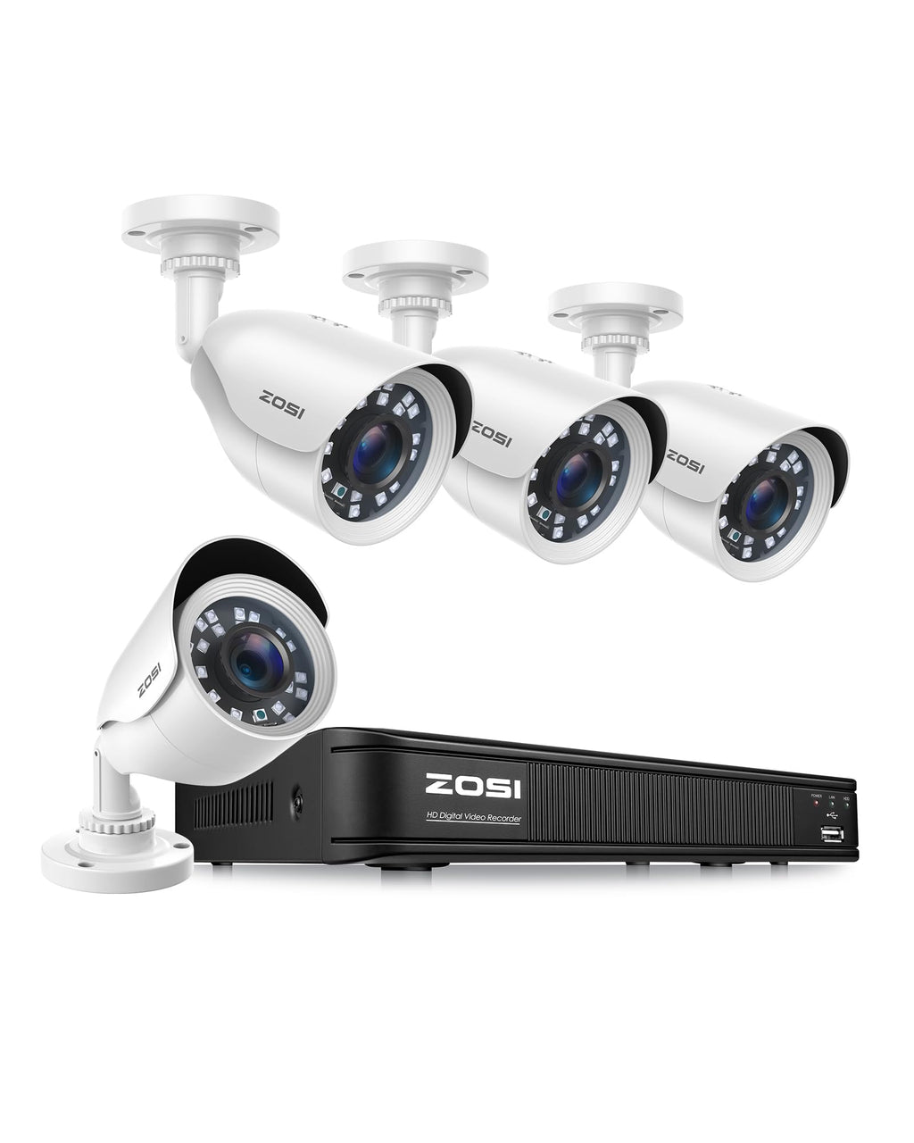 ZOSI 3K Lite Wired Security Camera System, 4 X 1080p Cameras, 500GB HDD