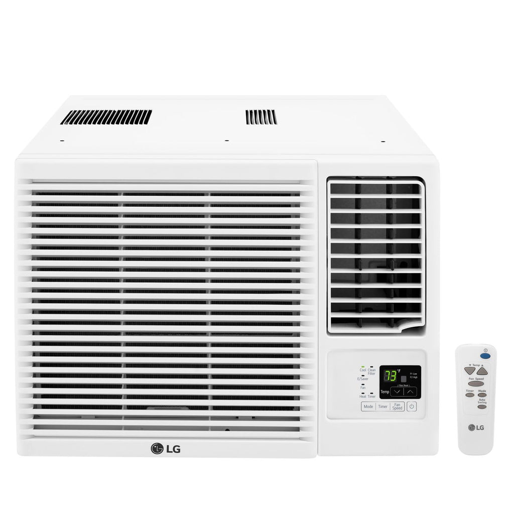 LG 7,600 BTU Window Air Conditioner with Heat, 115V, Cools 330 Sq.Ft. for Bedroom, Living Room, Apartment, with Remote, 2 Speeds, Slide In-Out Chassis, 24-hour Timer, White