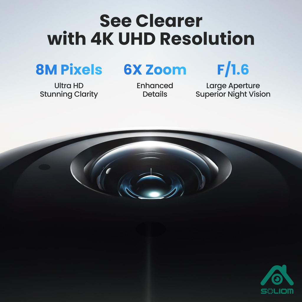 SOLIOM 4K Solar Security Cameras Wireless Outdoor System, 4-Cam Kit
