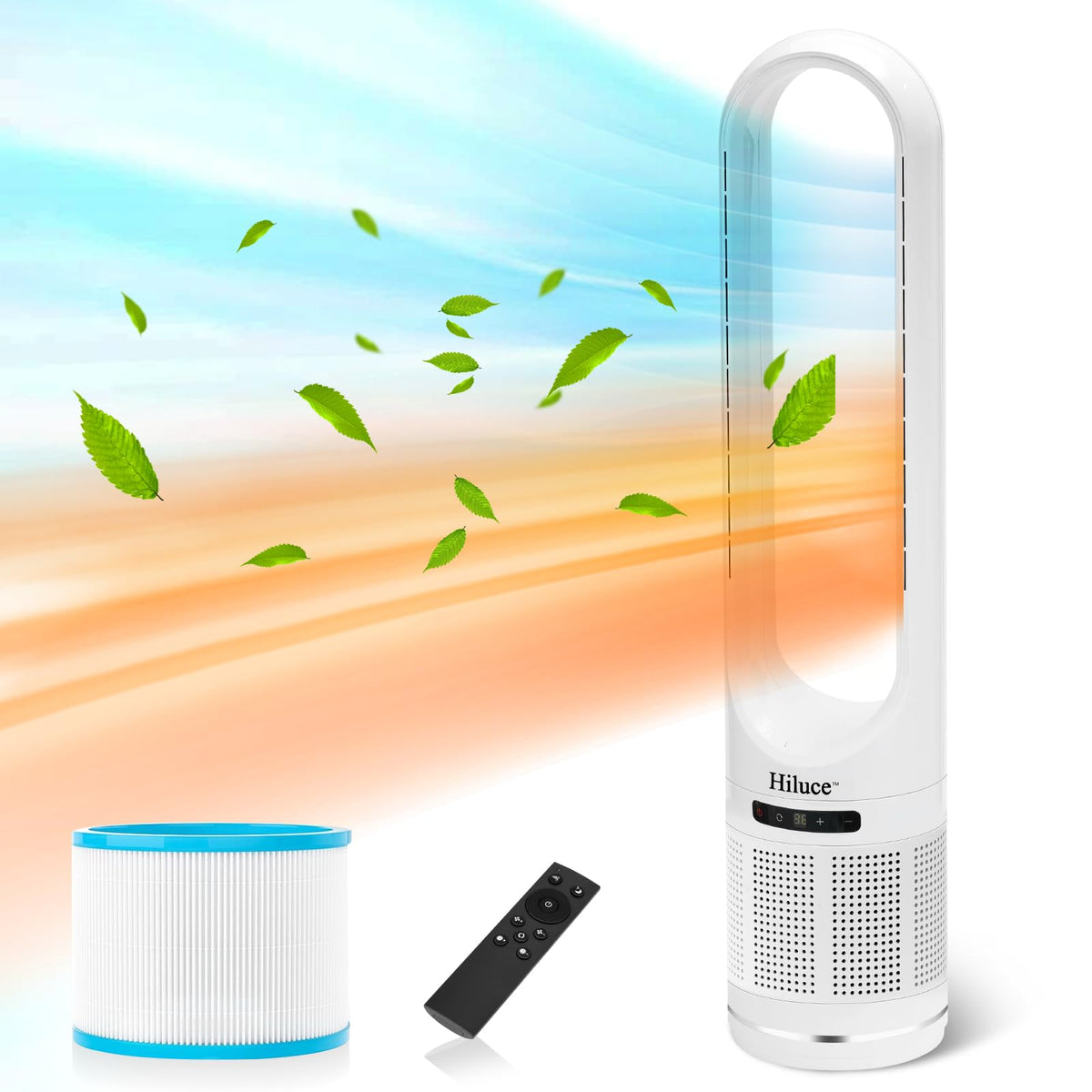 Hiluce All Season Bladeless Fan, 1400W Space Heater & 40W Tower Fan Combo