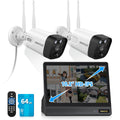 5MP Wireless WiFi Outdoor Security Camera System with Monitor, 64GB