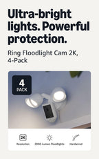 Ring Floodlight Cam 2K (newest model), Wired, Home or business security, Wide-Angle Retinal 2K Video, 6x Enhanced Zoom, Ultra-Bright Floodlights, White