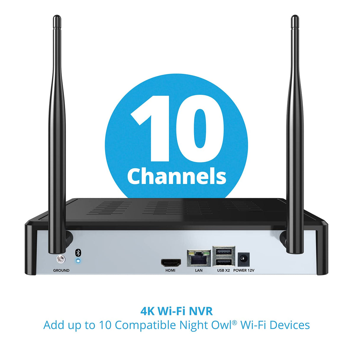 Night Owl 10-Ch Wireless NVR System, 4 4K Cams, 1TB HDD, 2-Way Audio, Siren