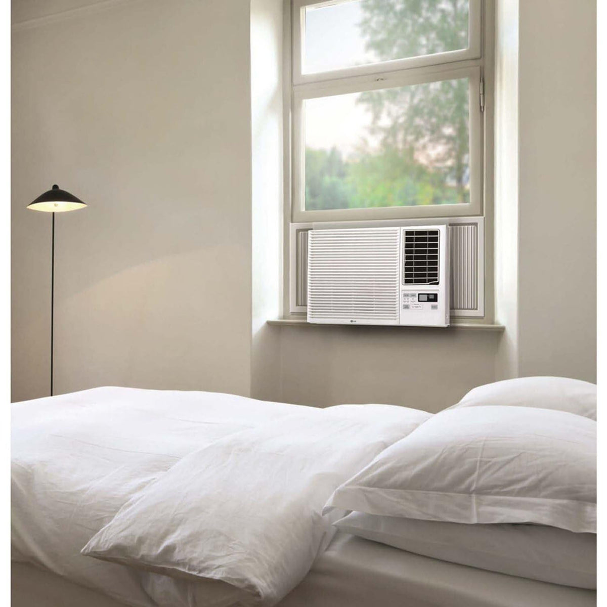 LG 7,500 BTU Window Air Conditioner with Supplemental Heat, Cools 320 Sq.Ft. (16' x 20' Room Size), Electronic Controls with Remote, 2 Cooling, Heating & Fan Speeds, Slide In-Out Chassis, 115V