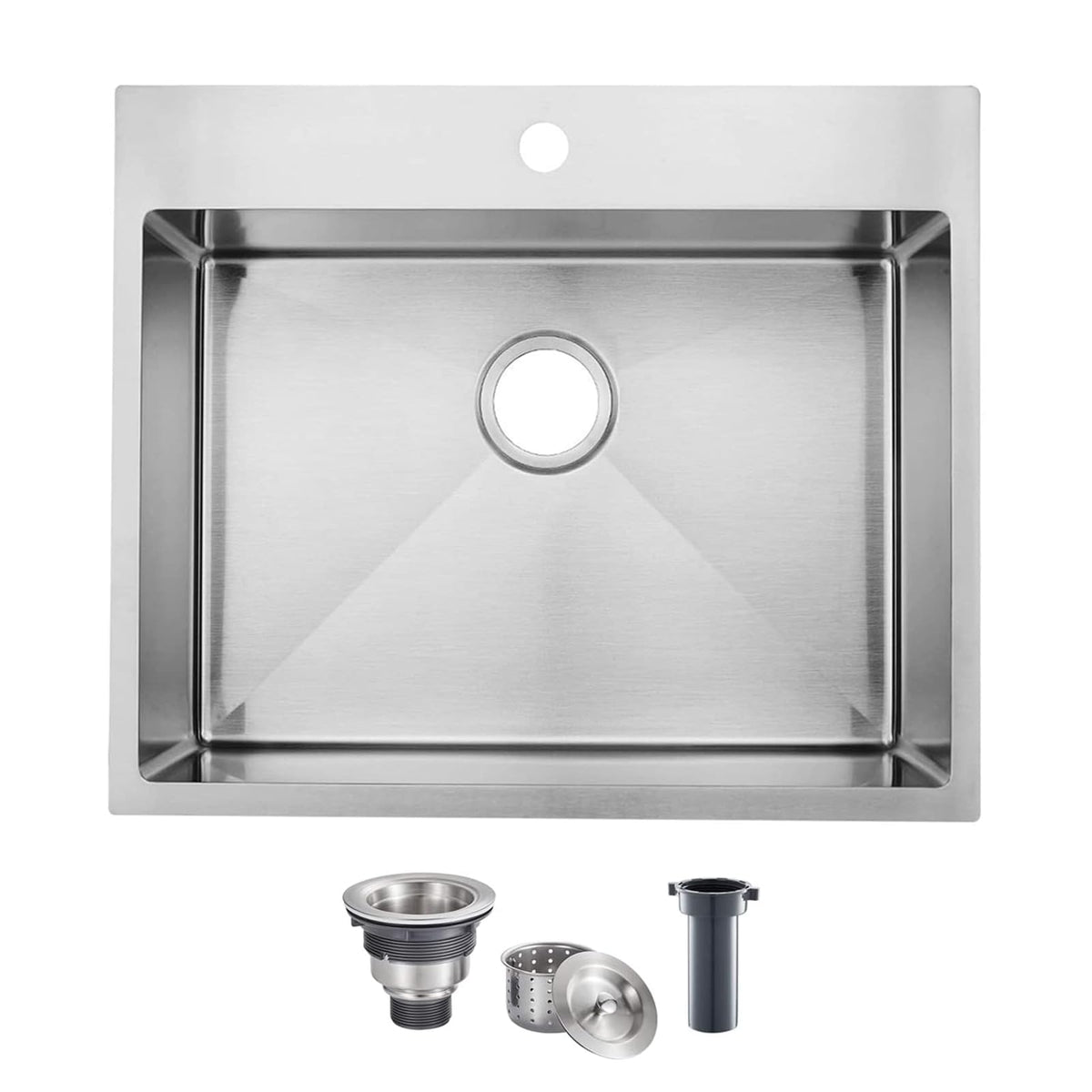 28 Inch Undermount Kitchen Sink Black, 28x18 Gunmetal Black 16 Gauge Stainless Steel Single Bowl Under Mount Commercial Kitchen Sinks 9 Inch Deep Includes Drain