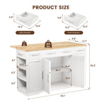 Dripex 53'' Rolling Kitchen Island with Power Outlet, Drop Leaf & Trash Can
