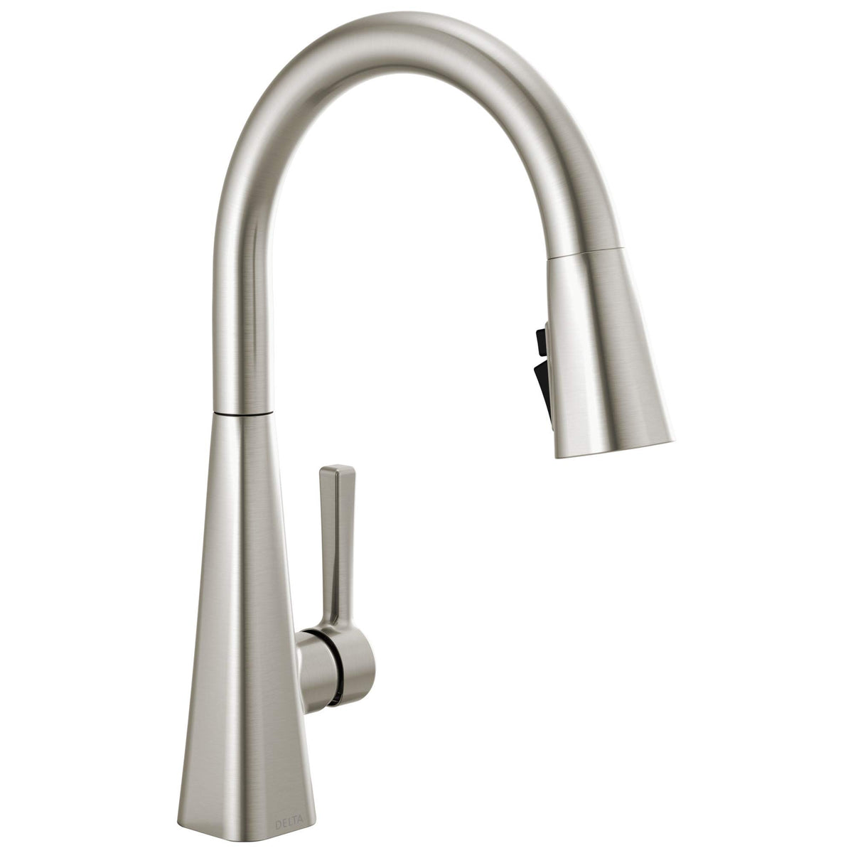 Delta Lenta Brushed Nickel Touch Kitchen Faucet with Pull Down Sprayer, Modern Single Hole Touch On Kitchen Sink Faucet, Single Handle, SpotShield Stainless 19802TZ-SP-DST