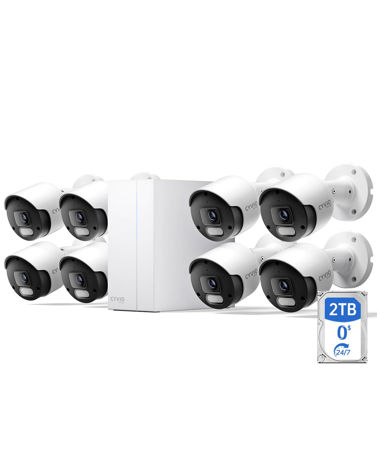 4K PoE Security Camera System, Metal Housing, 2TB HDD NVR, 4-Cam Kit