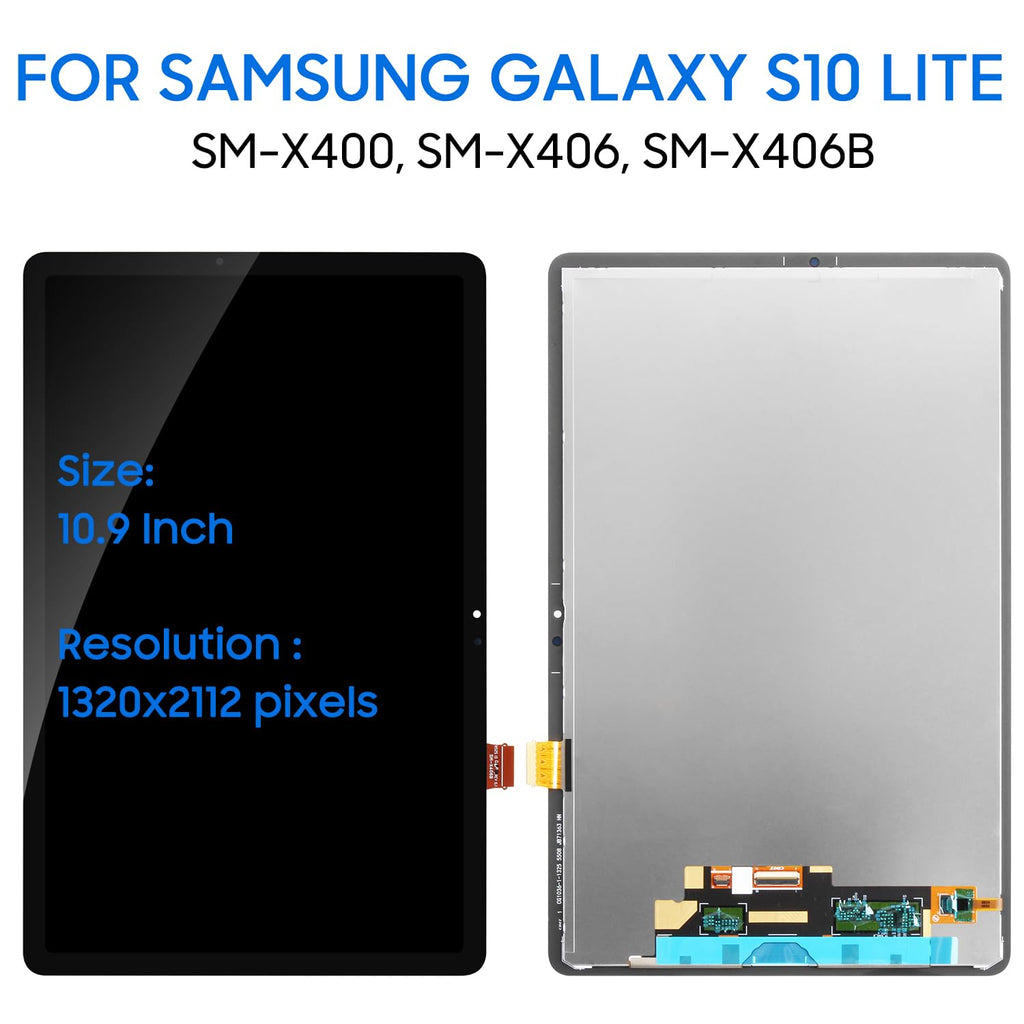 Screen Replacement for Samsung Galaxy Tab S10 Lite SM-X400 LCD Screen for Samsung Galaxy Tab S10 Lite 5G SM-X406 SM-X406B LCD Display Touch Digitizer Glass Full Assembly with Tools Black