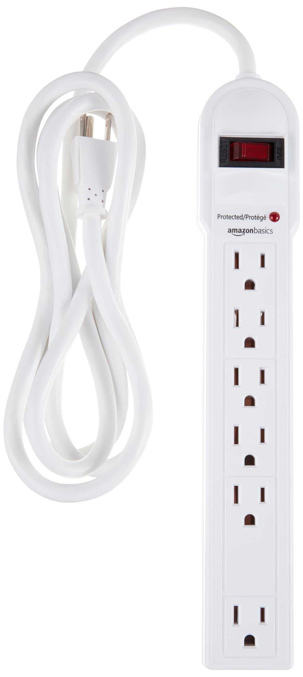 Amazon Basics Surge Protector Power Strip, 6-Outlet, 790 Joules, Circuit Breaker, LED Indicator, 6ft Extension Cord, Black, 10-Pack