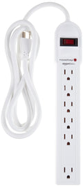 Amazon Basics Surge Protector Power Strip, 6-Outlet, 790 Joules, Circuit Breaker, LED Indicator, 6ft Extension Cord, Black, 10-Pack