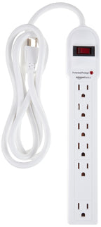 Amazon Basics Surge Protector Power Strip, 6-Outlet, 790 Joules, Circuit Breaker, LED Indicator, 6ft Extension Cord, Black, 10-Pack