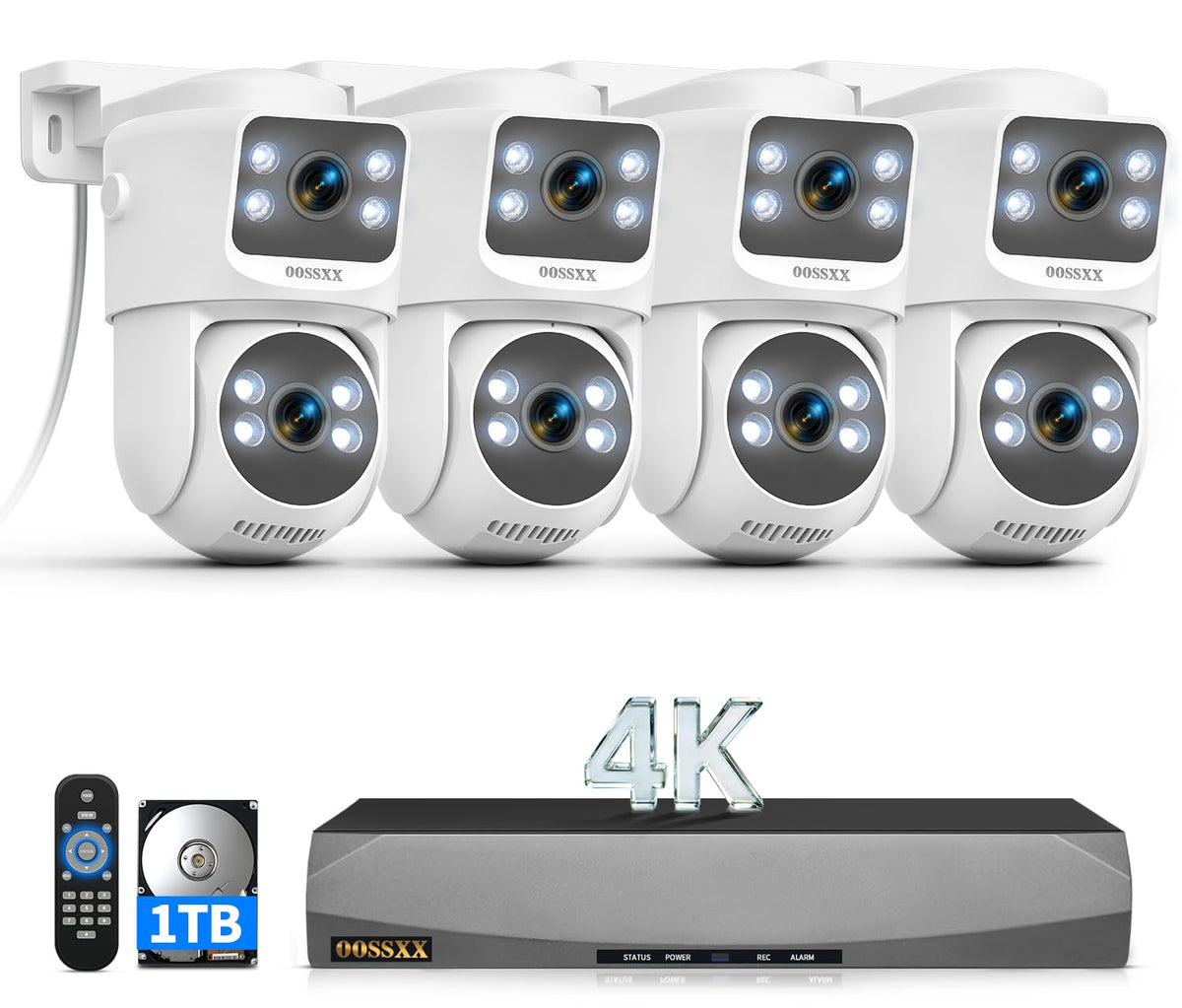 4K Dual Lens PoE Security Camera System, 8CH NVR with 6 Dual Lens Cameras