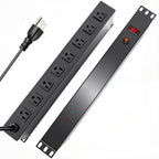 1U Rack Mount PDU Power Strip 9 Outlet Individual Switch
