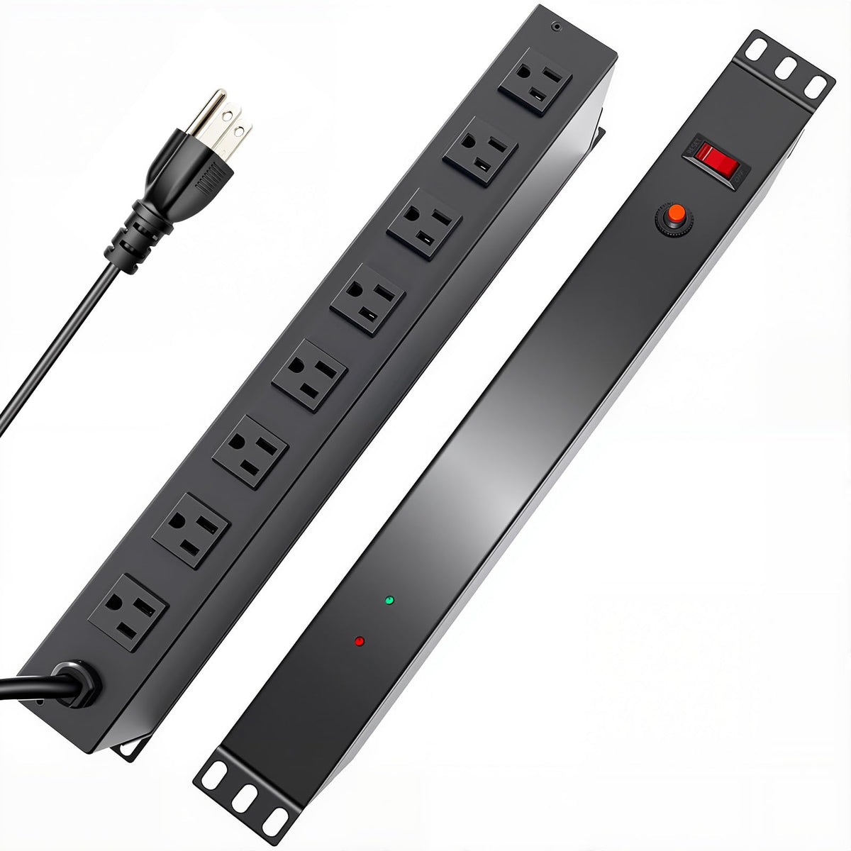 1U Rack Mount PDU Power Strip 9 Outlet Individual Switch