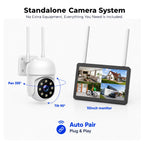 CAMCAMP Wireless Security Camera System with Monitor 8 Outdoor WiFi Cameras