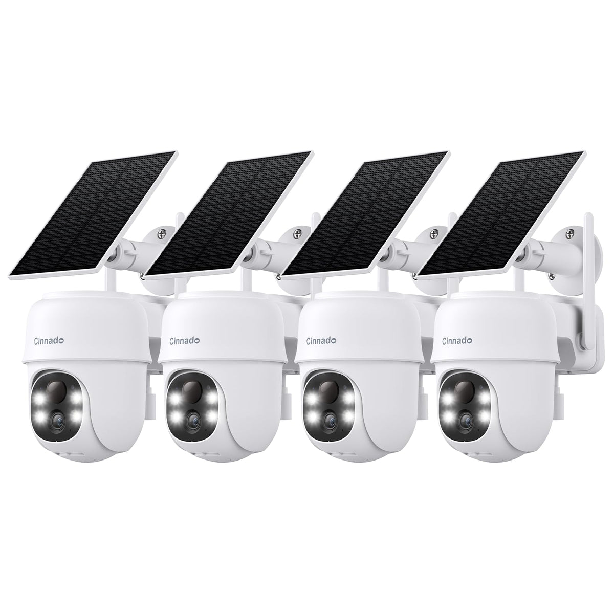 Cinnado 2K Outdoor Cameras for Home Security Solar Powered White B6 4 Pack