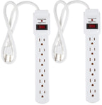 Amazon Basics 6-Outlet Surge Protector Power Strip with 200J Protection, Circuit Breaker, 2ft Extension Cord, White, 20-Pack