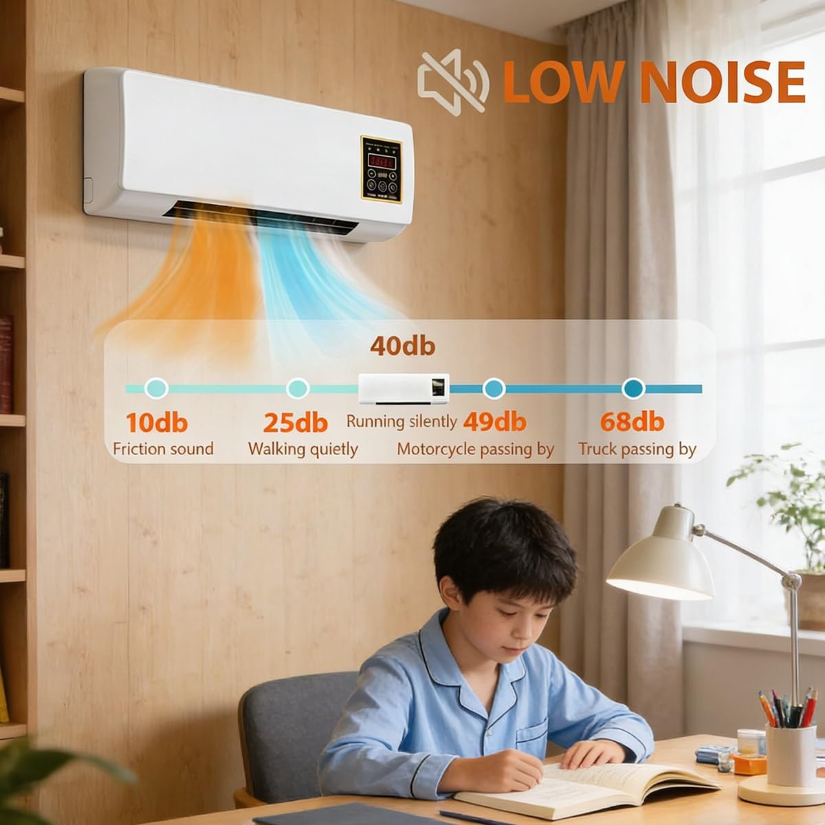 Portable Mini Air Cooling and Heating Fan, Quiet 2-in-1 Wall Mounted System with Remote Control for Home and Kitchen, Energy-Efficient 110V Small Cooling Fan