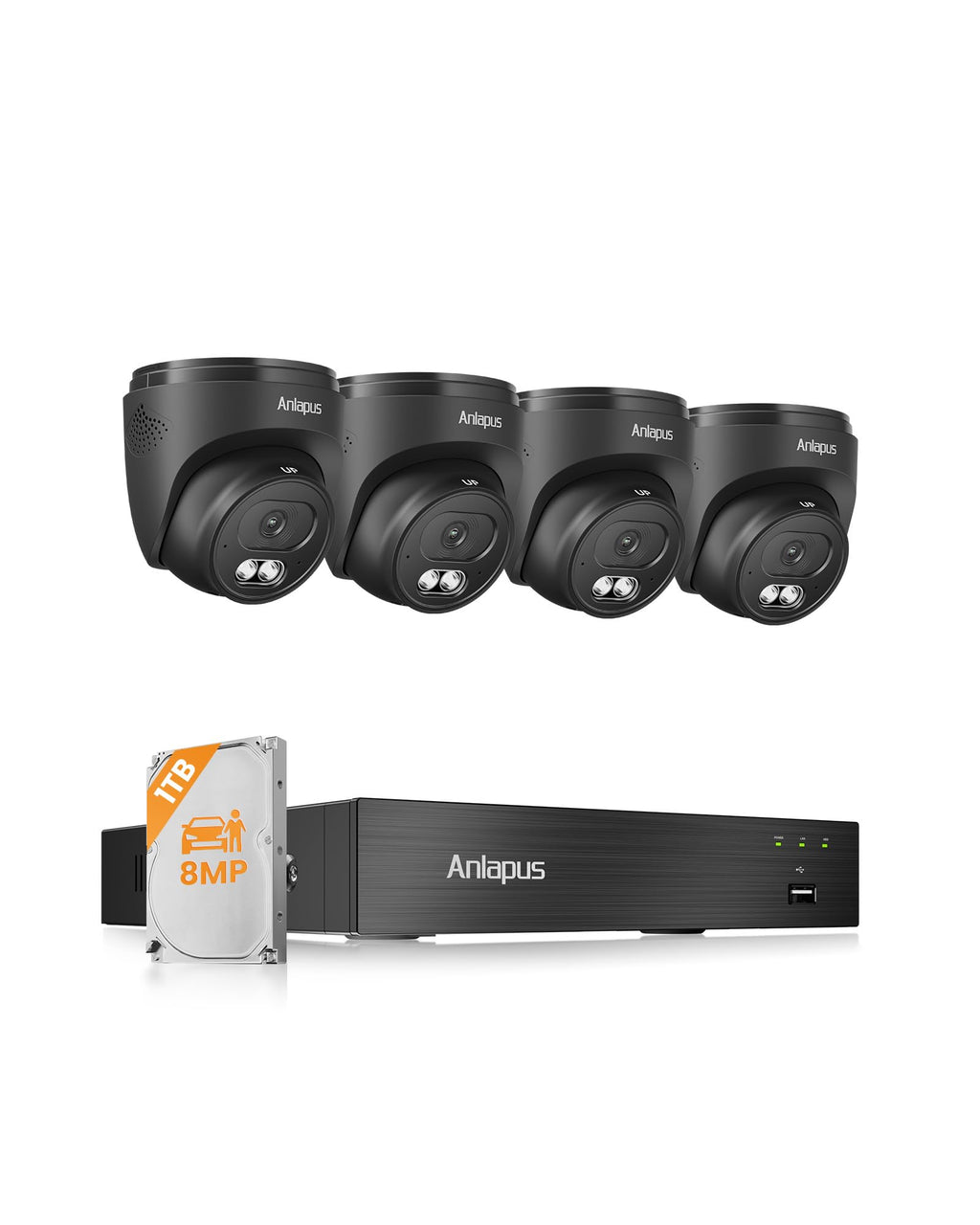 Anlapus 4K Wired Home Security Camera System, 8 X 8MP Dome Camera, 1TB HDD