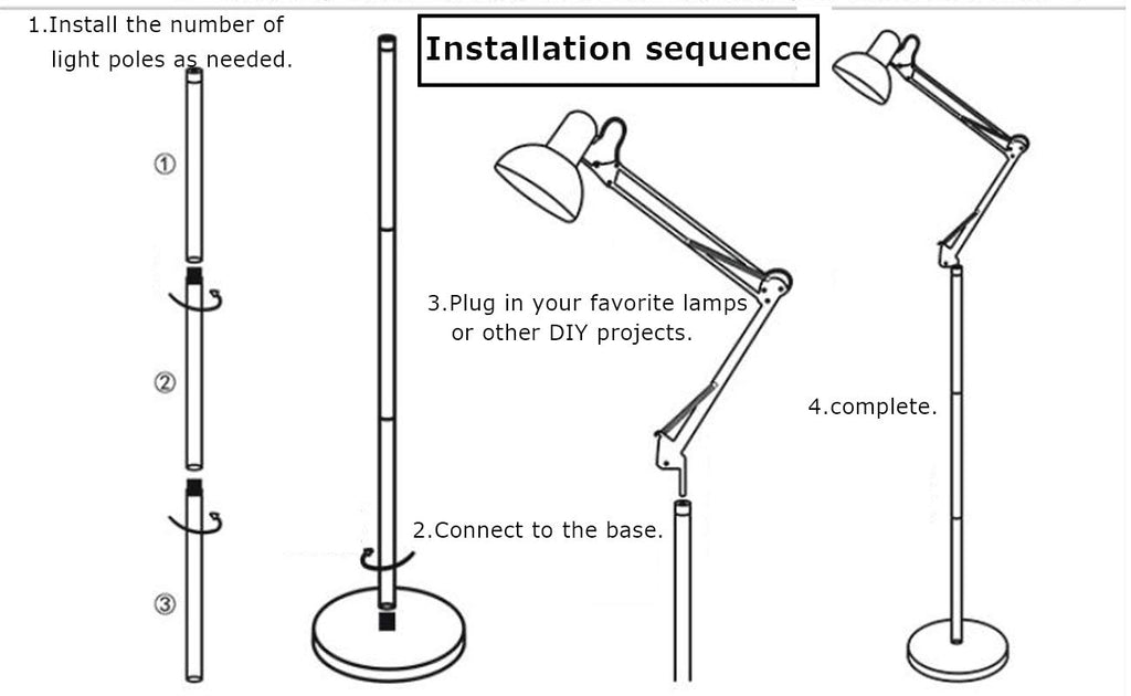 Light Stand Floor Lamp Accessories and Parts Replacement Adjustable Floor Tablet Stand Holder with Mechanical Long Arm Cell Phone Holder for iPad mini DIY,White