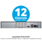 Night Owl 12-Ch Wired DVR System, 4 2K Cams, 1TB HDD, 2-Way Audio