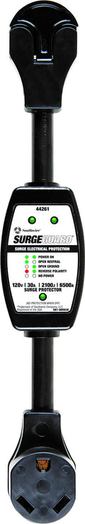 Southwire Surge Protector 120V 30AMP P&R - RV Surge Protector - 30 Amp RV Surge Unit - Circuit Tester - LED Voltage Monitor - Black - Campground Power Safety