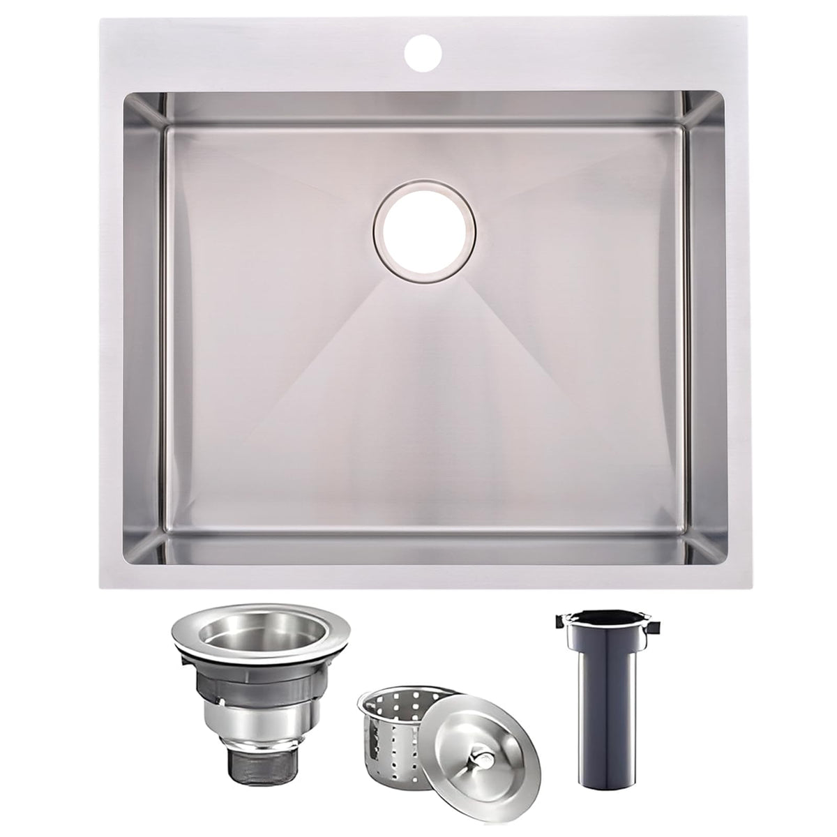 VAPSINT 33x22 Black Drop in Kitchen Sink, 33 Inch Gunmetal Black Stainless Steel Top Mount Kitchen Sink, Single Bowl Laundry Sink with Strainer