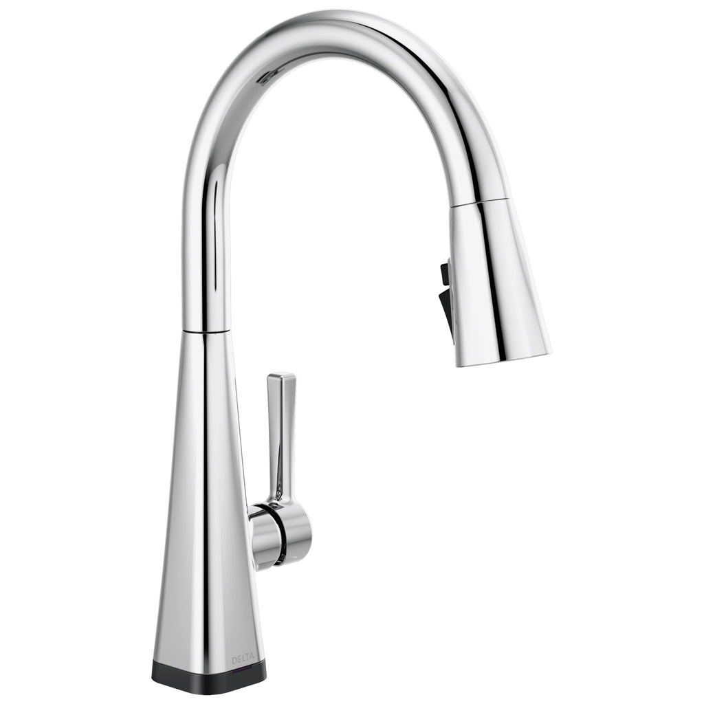 Delta Lenta Brushed Nickel Touch Kitchen Faucet with Pull Down Sprayer, Modern Single Hole Touch On Kitchen Sink Faucet, Single Handle, SpotShield Stainless 19802TZ-SP-DST