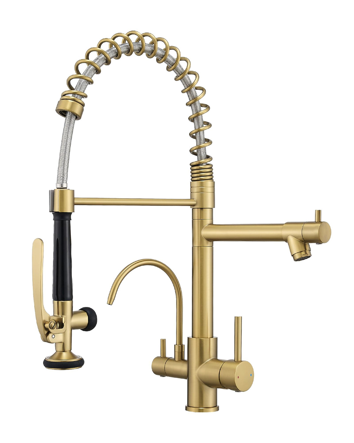 Fapully Black Kitchen Faucet with Pull Down Sprayer,Commercial LED Kitchen Faucet,Single Handle Single Hole Kitchen Sink Faucets