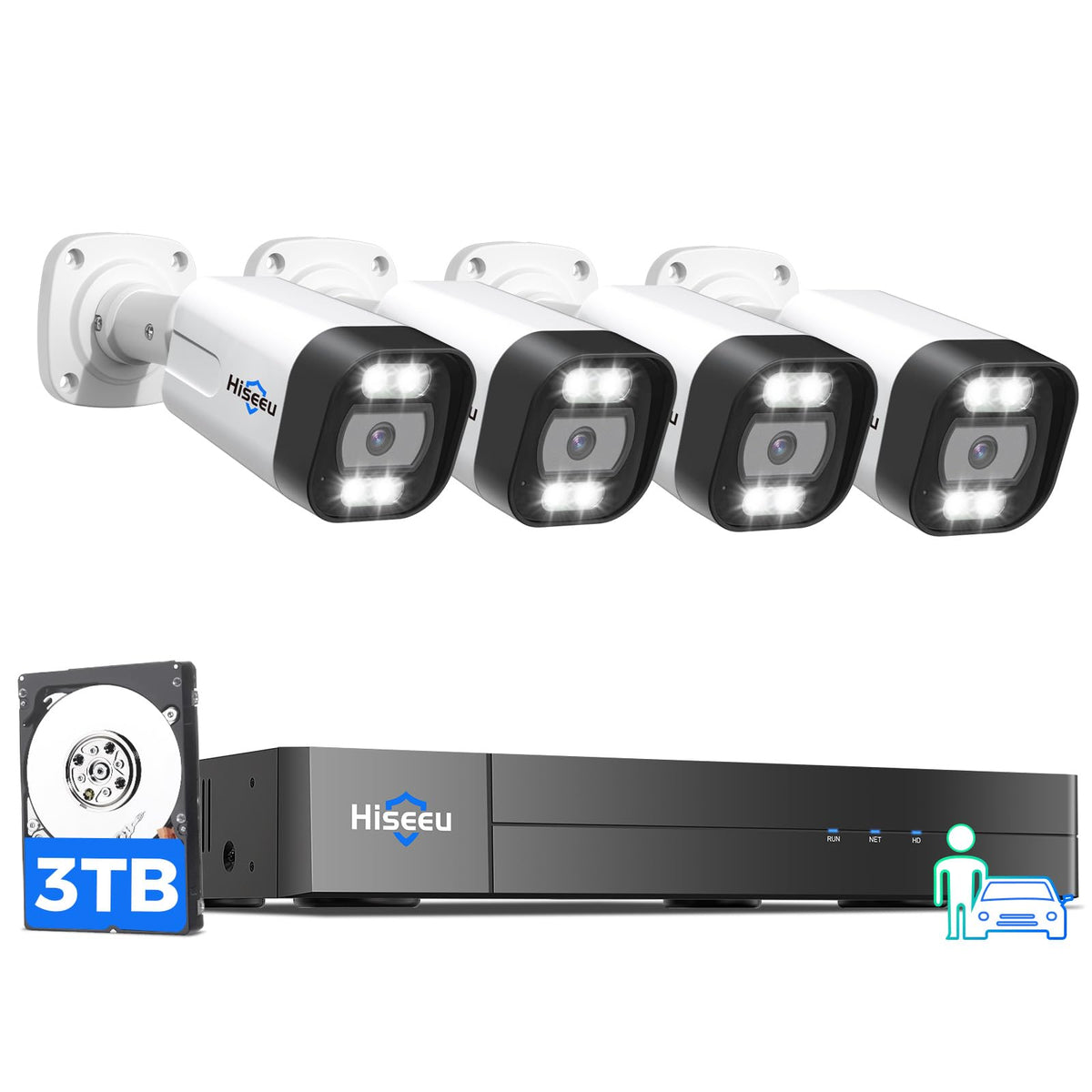 【121°Wide View】 Hiseeu 4K PoE Security Camera System, 8 Pcs 5MP IP Cameras