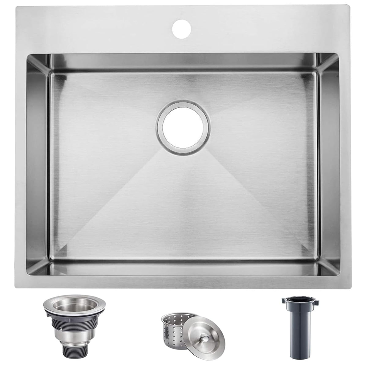 33x22 Black Drop In Kitchen Sink, 33 Inch All In One Topmount Gunmetal Black Stainless Steel Single Bowl Overmount Double Ledges Workstation Sink with Accessories