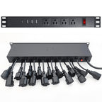 1U Rack Mount PDU Power Strip 9 Outlet Individual Switch