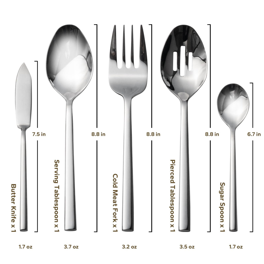 Potter 65-Piece Forged Silverware Set, Service for 12 – Premium Stainless Steel Flatware Set, Modern Design with Satin Finish, Ideal for Home, Kitchen, Party, Camping