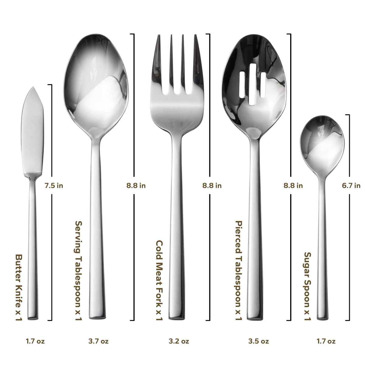 Potter 65-Piece Forged Silverware Set, Service for 12 – Premium Stainless Steel Flatware Set, Modern Design with Satin Finish, Ideal for Home, Kitchen, Party, Camping
