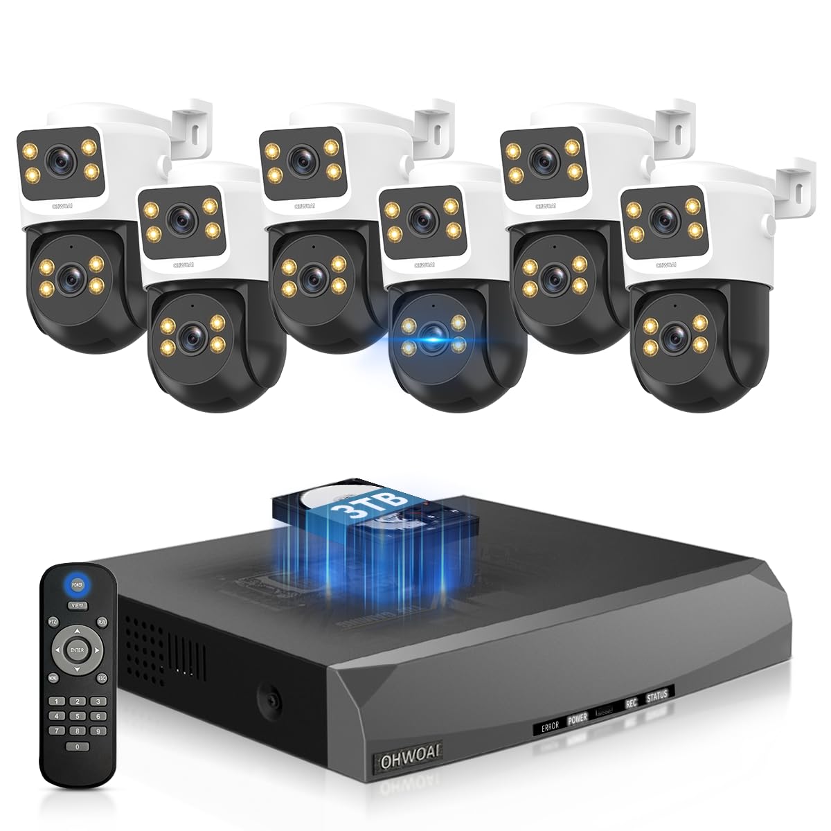 4K PoE Security Camera System Outdoor, Wired PTZ Video Surveillance Systems