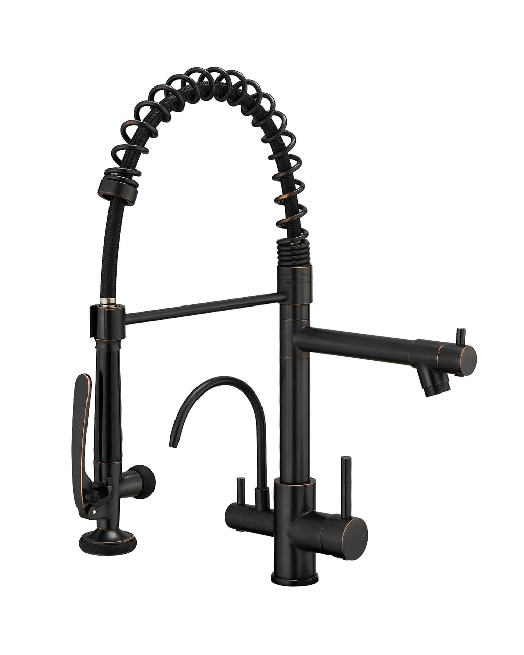 Fapully Black Kitchen Faucet with Pull Down Sprayer,Commercial LED Kitchen Faucet,Single Handle Single Hole Kitchen Sink Faucets