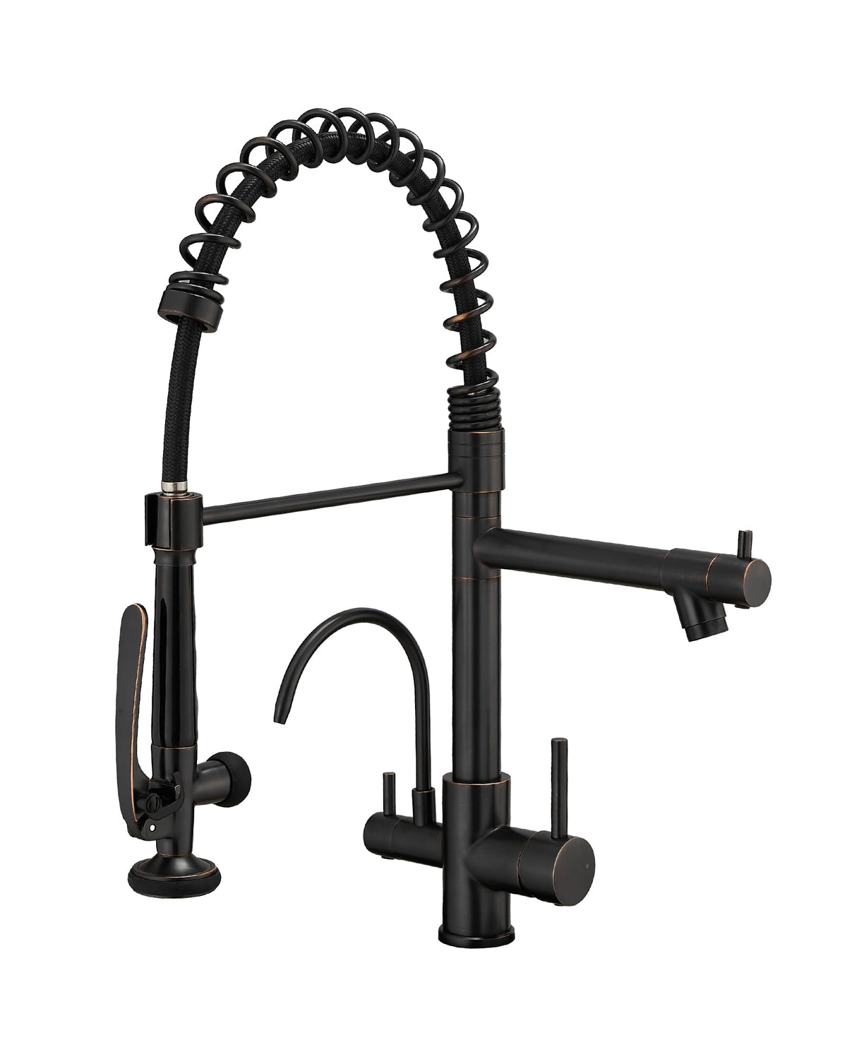 Fapully Black Kitchen Faucet with Pull Down Sprayer,Commercial LED Kitchen Faucet,Single Handle Single Hole Kitchen Sink Faucets