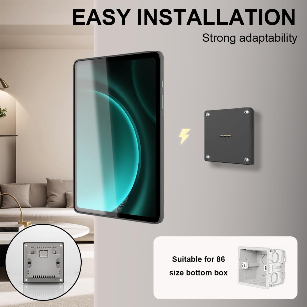 Wall Mount Charging Kit for Samsung Galaxy Tab S9 & S9 FE (10.9-inch) &S10 FE – Magnetic Tablet Wall Mount with 15W Fast Charging, Custom Protective Case, Smart Home Hub Ready, AC Powered