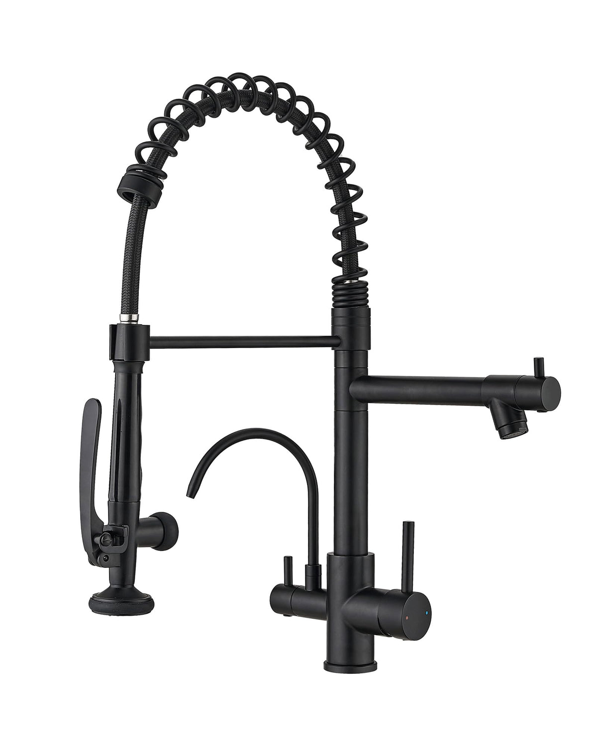 Fapully Black Kitchen Faucet with Pull Down Sprayer,Commercial LED Kitchen Faucet,Single Handle Single Hole Kitchen Sink Faucets